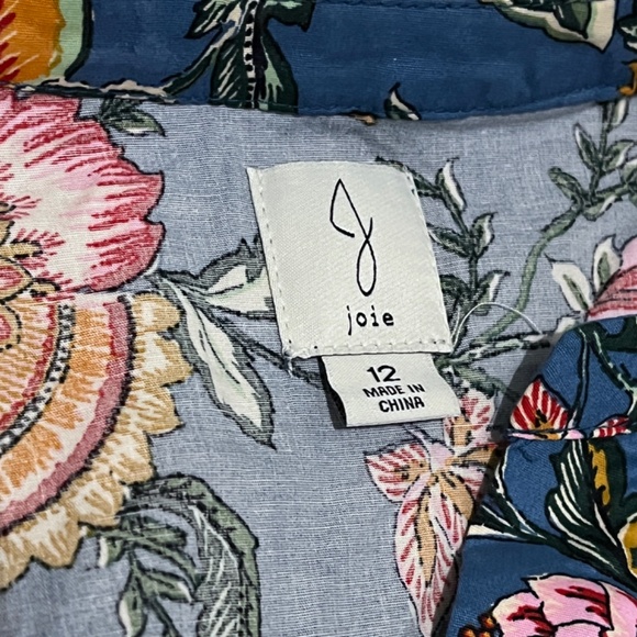 Joie Cotton Baja Floral Puff Sleeve Dress Missing Belt - Picture 7 of 9